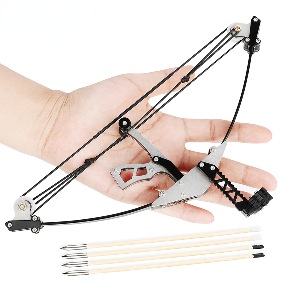 9.5" Mini Compound Bow Archery Short Axis Pulley Bow Shooting Game Creative Bow and 